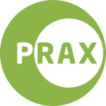 A small green circle with the word prax on it.