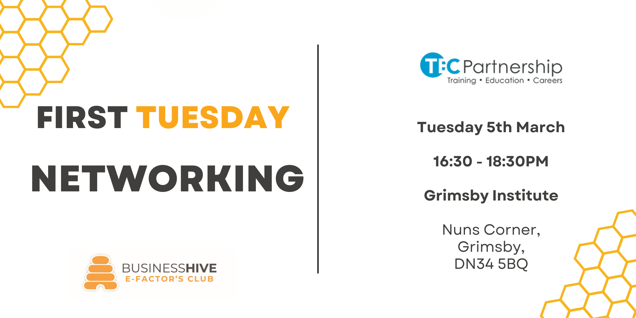 Join us for our monthly First Tuesday Networking event. Connect with professionals from various industries and expand your network. Don't miss out on this valuable opportunity to meet new contacts and build relationships that can propel your