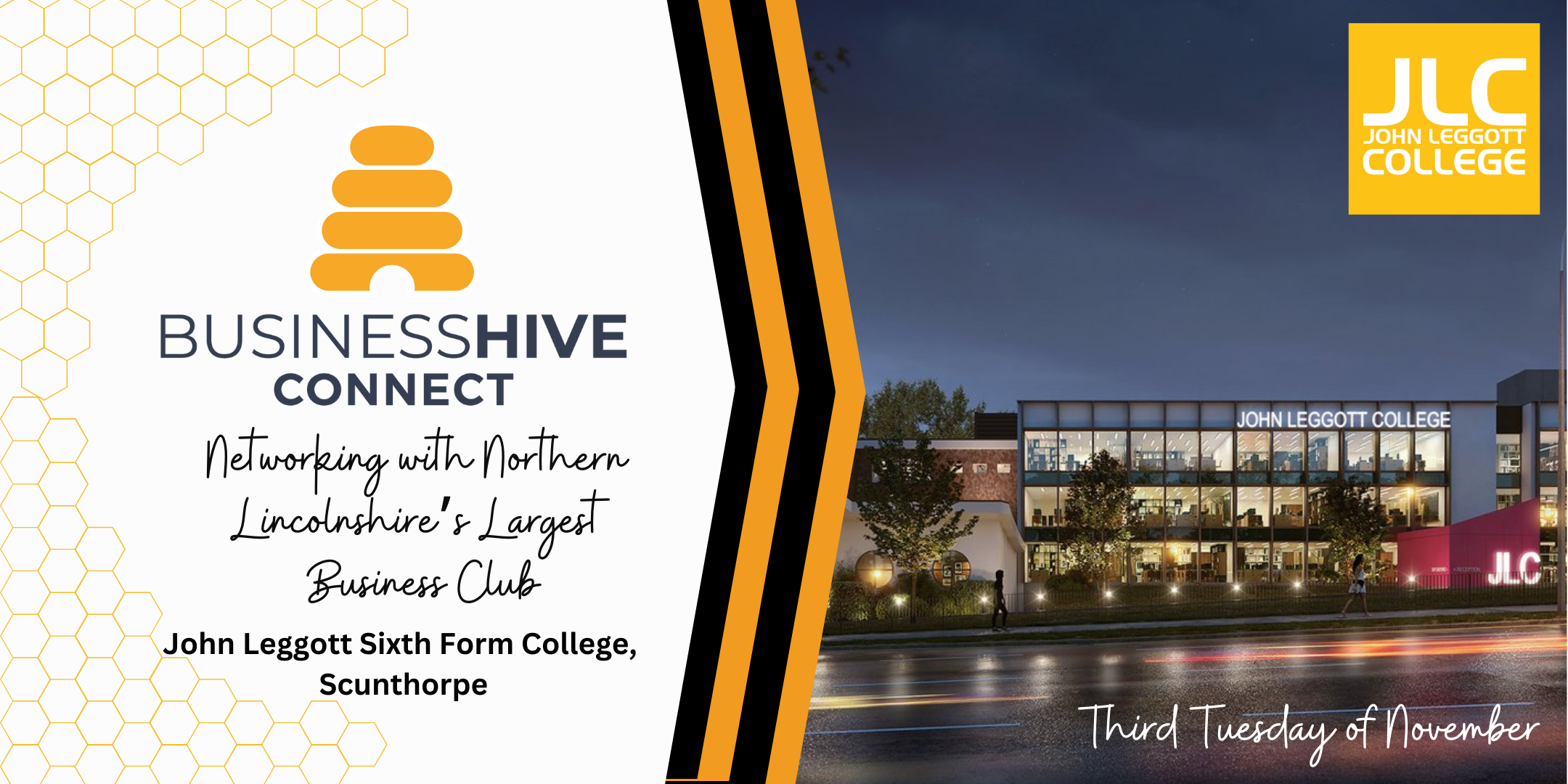 Join us for the Hive Connect at John Leggott College, Scunthorpe, on the third Tuesday of November. As Northern Lincolnshire's largest business networking event, it's the perfect opportunity to connect and grow with local professionals.